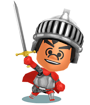 Miitopia (3DS) promotional art for a Warrior hero.