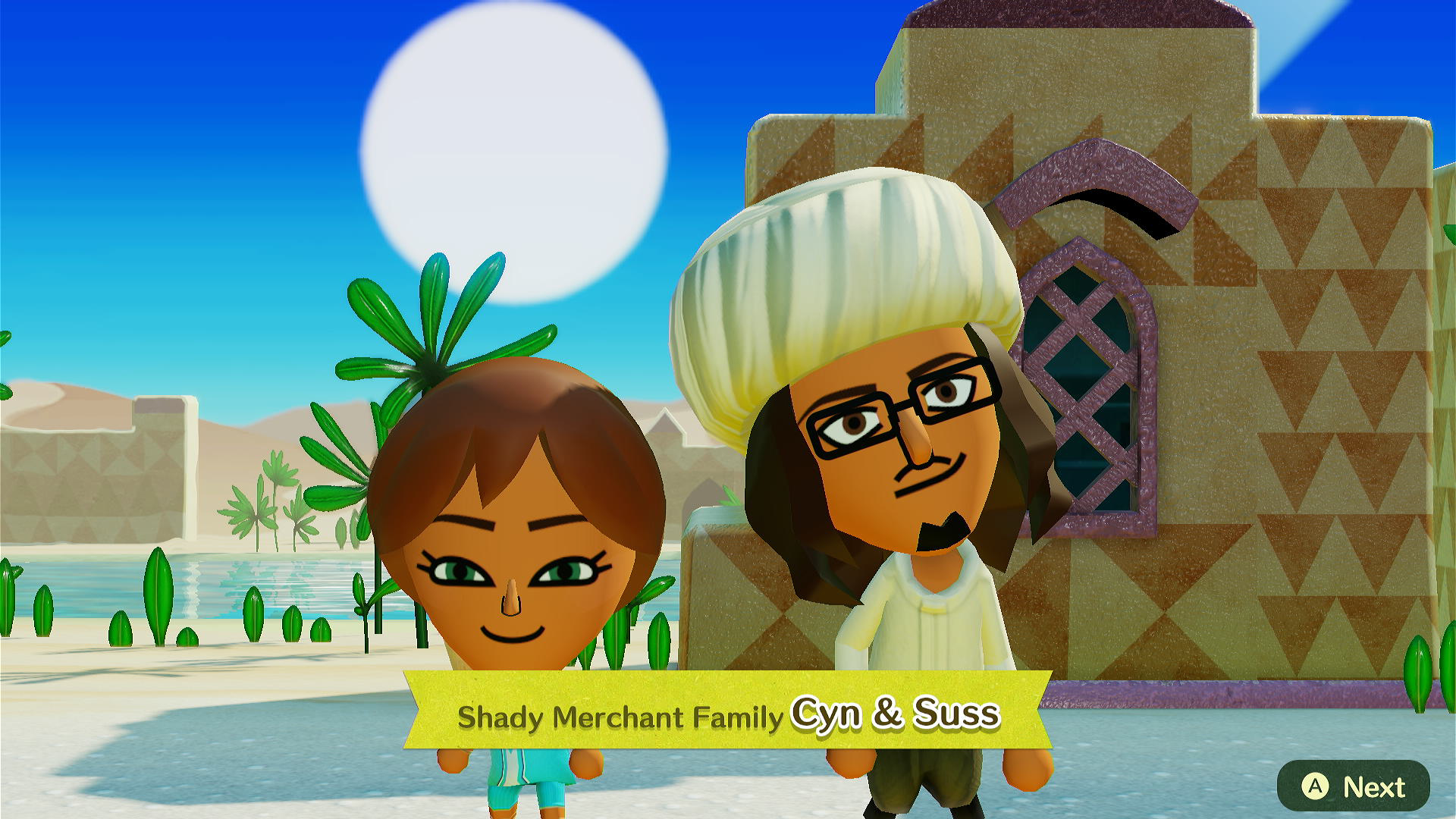The Shady Merchant Family, Cyn (Shady Merchant Daughter) & Suss (Shady Merchant Father).