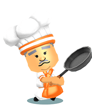 Miitopia (3DS) promotional art for a Chef hero.