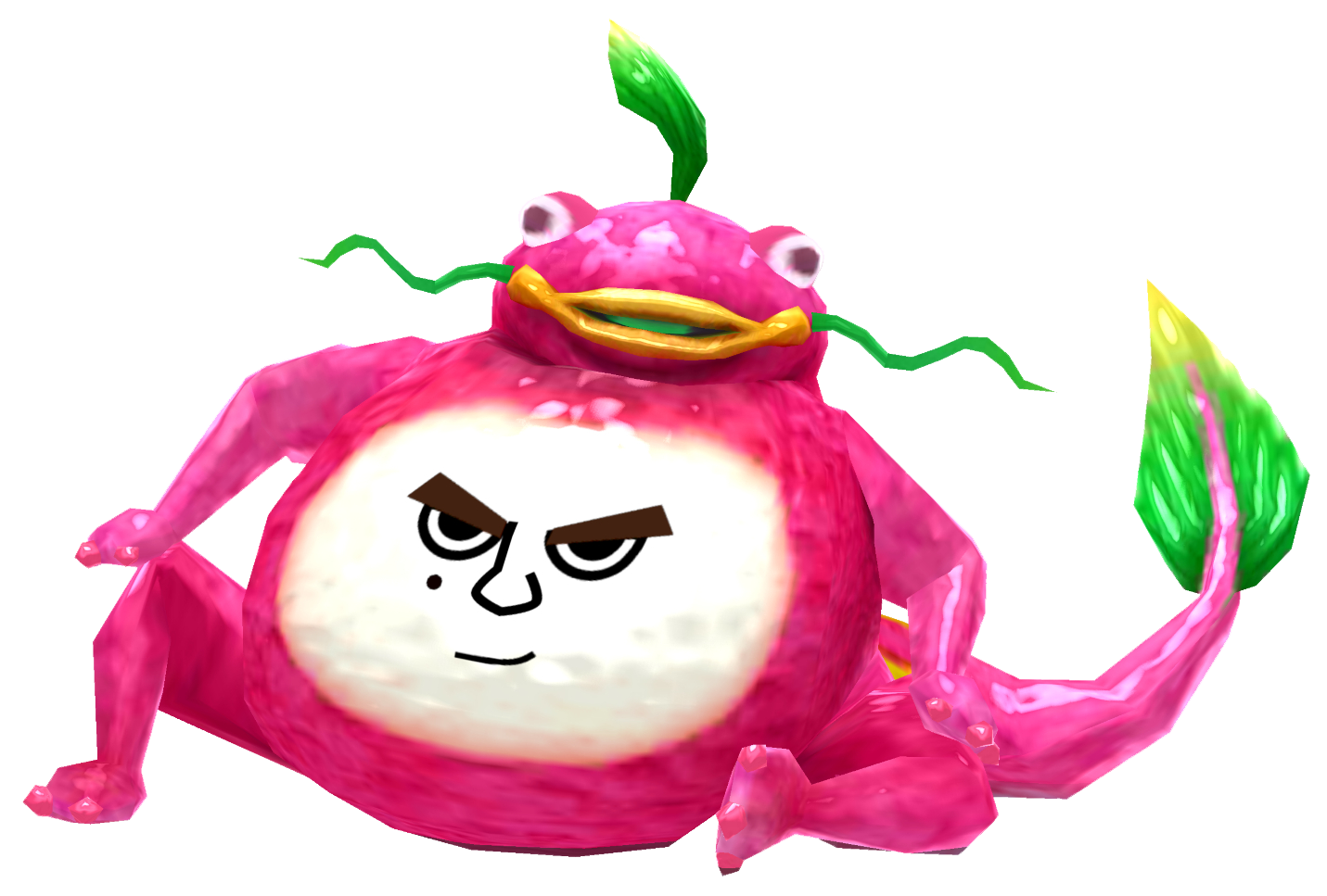 Miitopia (Switch) promotional art for the Red 'Youngest Fab Fairy' Frog monster, featuring Louie.