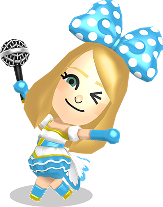 Miitopia (3DS) USA promotional art for a Pop Star (Bow) hero.