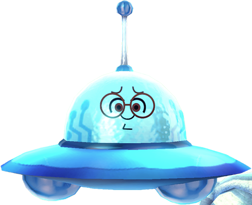 Miitopia (Switch) promotional art for the 'Friend from Nimbus' UFO, featuring Ralph.
