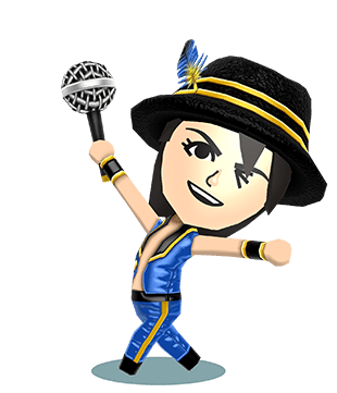 Miitopia (3DS) promotional art for a Pop Star (Hat) hero.