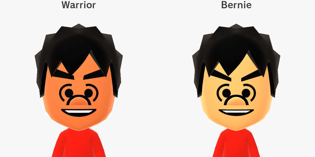 Comparison between Warrior (3DS), left, and Bernie (Switch), right