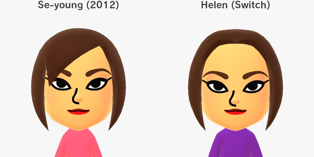 Comparison between Se-young (2012), left, and Helen (Switch), right