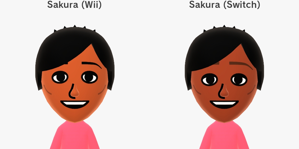 Comparison between Sakura (Wii), left, and Sakura (Switch), right